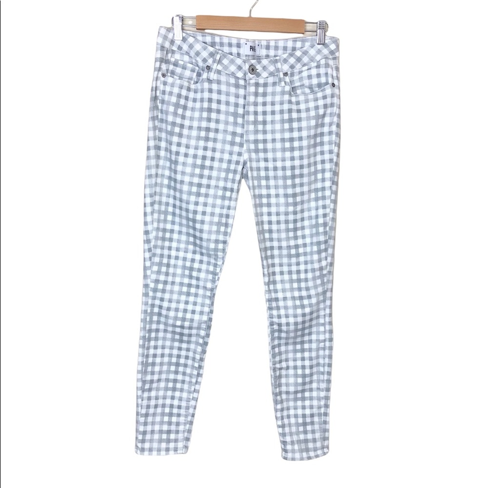 Paige Gray Gingham Verdugo Ankle Skinny Jean Size 31 - Picture 2 of 9